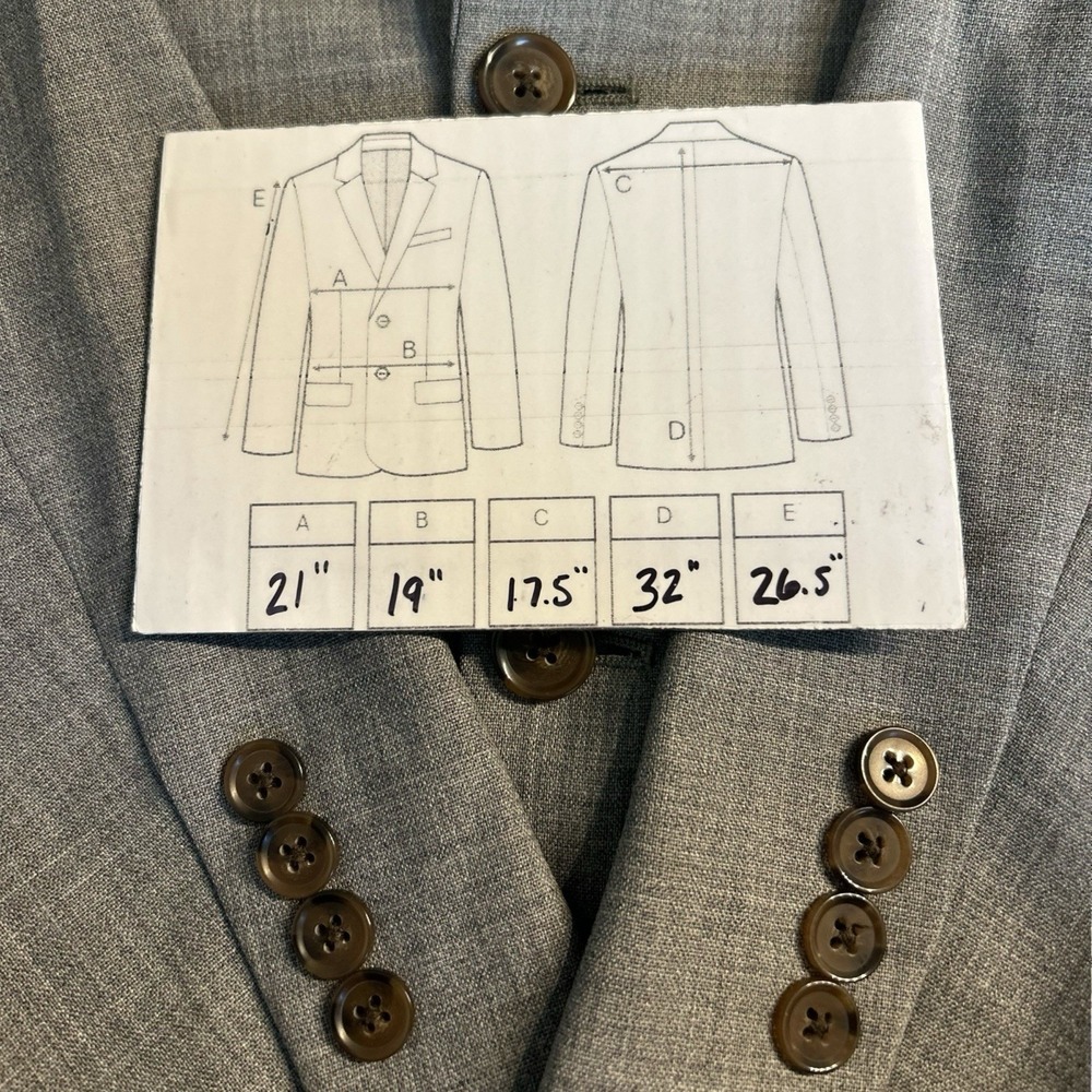 Men's J.Crew Voyager Thompson Blazer 40L Gray 100% Wool Sport Coat Jacket - Picture 8 of 8